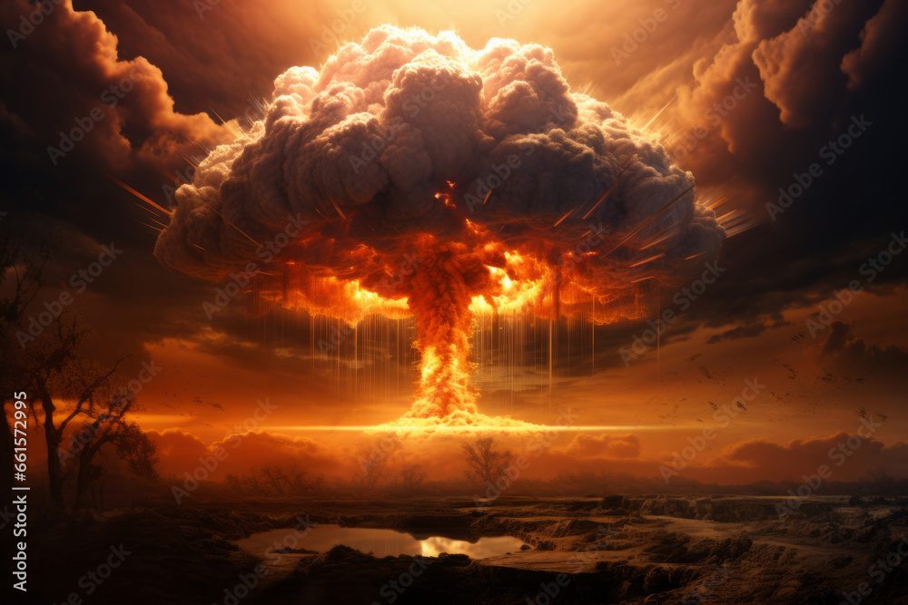 Dust Bomb Terrible atomic explosion of a nuclear bomb with a mushroom cloud of ...