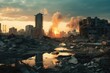 Apocalyptic scene of a bombed city. Generative AI