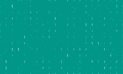 Poster - Seamless background pattern of evenly spaced white woman with hands up symbols of different sizes and opacity. Vector illustration on teal background with stars