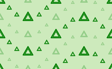 Poster - Seamless pattern of large and small green emergency stop signs. The elements are arranged in a wavy. Vector illustration on light green background