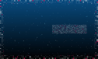 Poster - on the right is the minus symbol filled with white dots. pointillism style. abstract futuristic fram