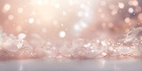 Fototapeta  - christmas background with snowflakes, Blurry golden glitter background, Defocused lights in pink tinted, generative AI
