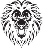 Fototapeta  - Pouncing Power Lion Logo Excellence Savage Majesty Black Vector Lion Emblem