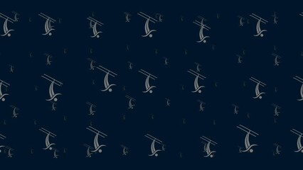 Poster - freestyle skiing symbols float horizontally from left to right. parallax fly effect. floating symbol