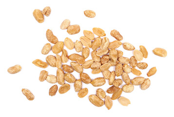 Canvas Print - Roasted peanuts, non-greasy pile isolated on white, top view