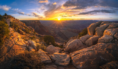 sunset at the lipan point in the grand canyon national park, arizona, usa