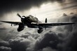 A second world war plane in the dramatic sky.