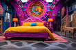 © Sunshower Shots - Whimsigothic eclectic style bedroom interior design, purple and yellow