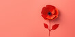 Banner with paper cut red poppy flower, symbol for remembrance, memorial, anzac day