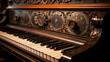 Black keyboard old antique instrument classical musical keys sound piano
