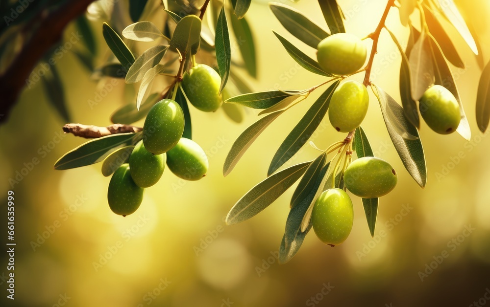 Olive tree branch with leaves and fruits, natural agricultural food ...