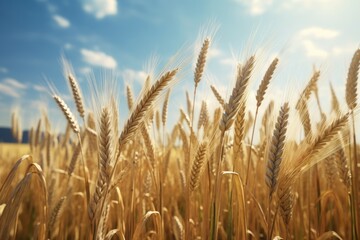 A beautiful field of wheat with the sun shining in the background. Perfect for nature or agriculture related projects.