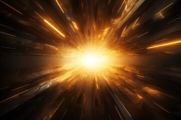 Poster - A bright light shines through a dark background. This image can be used to depict hope, enlightenment, or a breakthrough moment. Suitable for various projects and designs.
