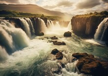 "Waterfall Majesty: Immense Power In A Picture" Generativ Ai,
