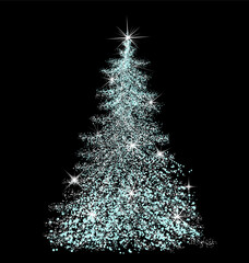 Abstract Christmas tree made of dots. Hand drawing. Not AI, Illustrat3 . Vector illustration