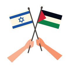 Sticker - israel and palestine flags and hands