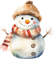 Poster - Snowman watercolour illustration created with Generative AI technology