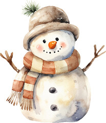 Poster - Snowman watercolour illustration created with Generative AI technology