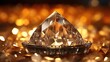 © starush - A diamond sitting on top of a pile of gold. AI.