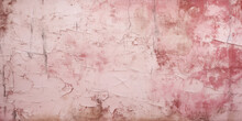 Old Pink Paint Texture Background, Vintage Wall With Cracked Plaster