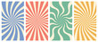 © DisignUA - Vector set of vertical groovy poster in trendy 70s style. Twisted and distorted retro backgrounds. Vector illustration