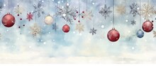 Festive Christmas Background With Christmas Ornaments And Snowflakes Generative AI