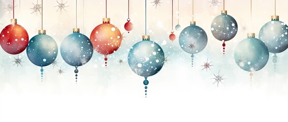 Poster - christmas ornaments with snowflakes and snow generative ai