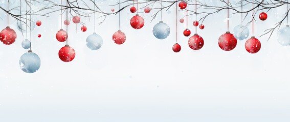 Poster - christmas ornaments hanging from branches generative ai