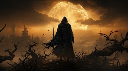 Wall Mural - Halloween-themed composition featuring the enigmatic grim reaper.