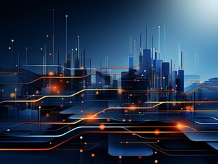 Wall Mural - a blue technology background with futuristic elements. generative ai.
