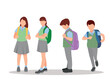 © Veysel - vector illustration of students in different postures