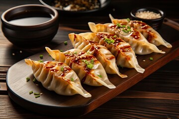 Sticker - Japanese snack of dumplings served with soy sauce