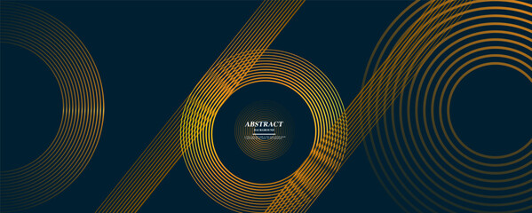 Aufkleber - Abstract elegant black background with shiny gold geometric lines. Modern golden diagonal rounded lines pattern. Luxury style. Horizontal banner template.