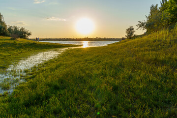 Wall Mural - Beautiful sunset. Background with selective focus and copy space