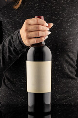 Sticker - hand with wine bottle