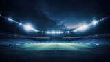 Fototapeta Fototapety sport - Vast soccer stadium, illuminated and awaiting action under the night sky