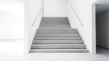 Fototapeta Do przedpokoju - Minimalist White Interior with Elegant Classic Staircase