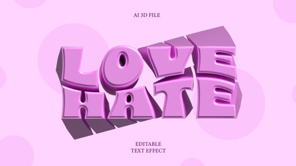 Wall Mural - 3d Love hate editable text effect