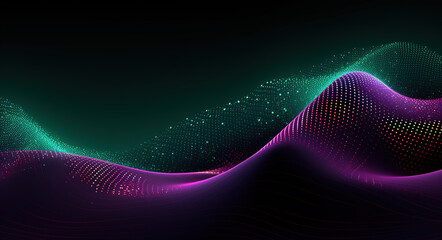 Wall Mural - Technology digital Waves background banner background concept, motion waving particle texture