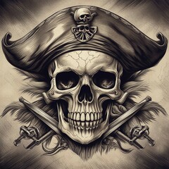 Wall Mural - pirate skull illustration