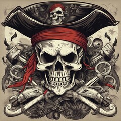 Wall Mural - pirate skull illustration