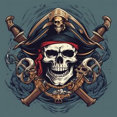 Wall Mural - pirate skull illustration