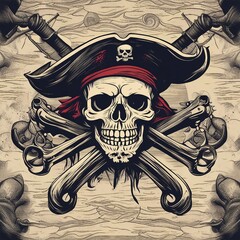 Sticker - pirate skull illustration