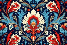 Generative AI : Seamless Turkish Colorful Pattern. Vintage Multicolor Pattern In Eastern Style. 