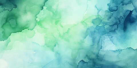 Aufkleber - Generative AI : Green and blue texture with watercolor stains