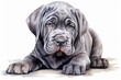 Generative AI : Neapolitan mastiff watercolor portrait painting illustrated dog puppy isolated on transparent white background