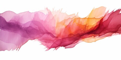 Leinwandbilder - Generative AI : abstract watercolor brush strokes isolated on white, creative illustration, artistic color palette, grungy smear, red purple pink gold, fashion background