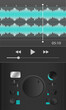 Digital png illustration of screen with blue soundtrack on transparent background