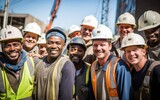 Fototapeta  - A team of happy construction workers