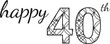 Digital png text of happy 40 th on transparent background